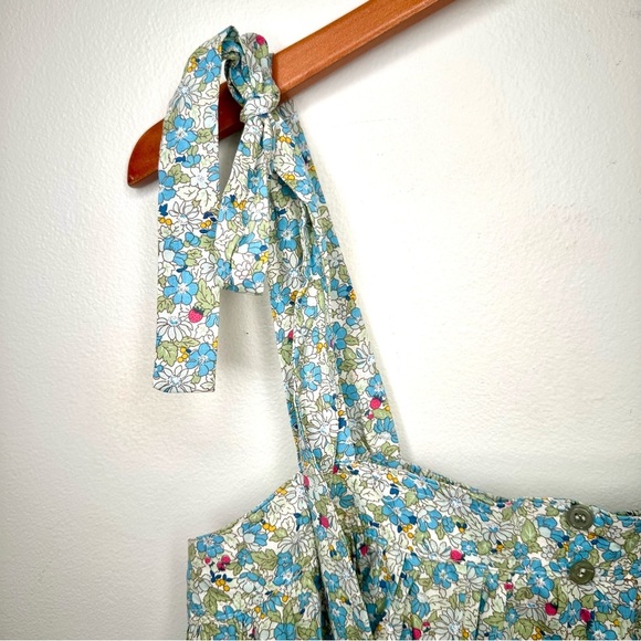 &merci Floral Tie-Strap Camisole Lined Top Light Blue Size Large - Picture 2 of 9